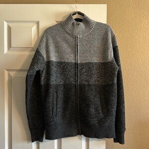 7 Diamonds Luxe Soft Mens Full Zip Stripe Sweater Vienna Gray Ombre Lined